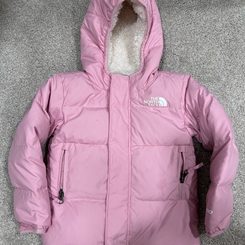 The North Face Kids Pink Hooded Puffer Jacket